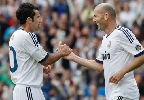 Figo và Zidane từng có 5 năm thi đấu với nhau trong màu áo Real. Ảnh: Reuters